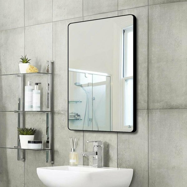 Kd Mobiliario Black Framed Rounded Corner Mirror, Black KD2753677